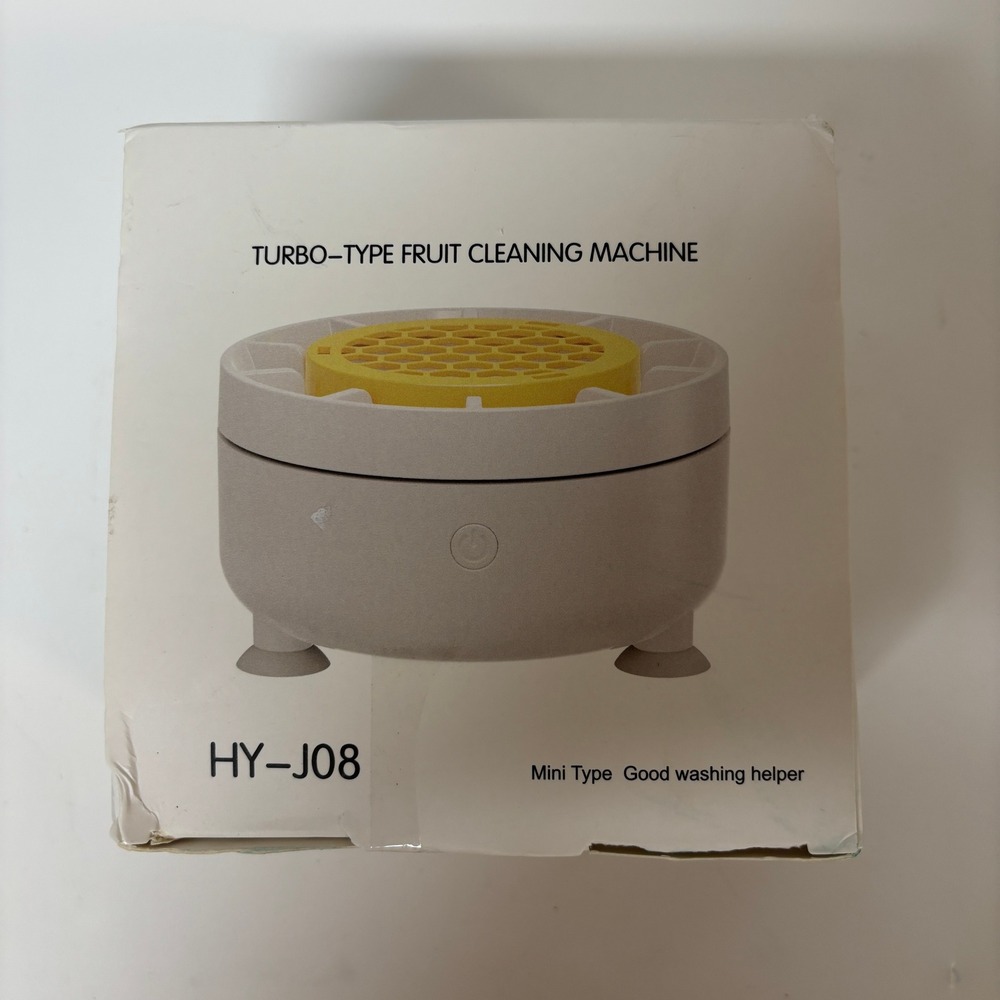 Turbo-Type Fruit Cleaning Machine HY-J08 Mini Portable Washer White Yellow